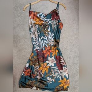 SHEIN Teal and Floral Mini Dress